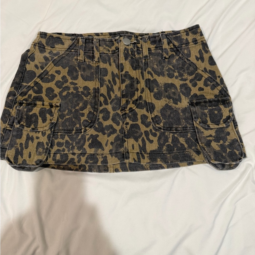 Fashion Nova Black and Tan Animal Print Mini Skirt